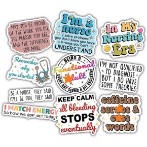 (10pcs) Nurse Stickers Nursing Medical Funny Nurse Doctor Heathcare Nursing School Funny Gifts Multiple Different Design, Waterproof, UV- Resistant, Suitable for Tumbler, Laptop, Car, Truck