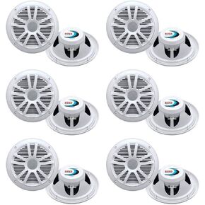 Boss Audio MR6W 6.5" 180W Dual Cone Marine/Boat Speakers Stereo (6 Pack)