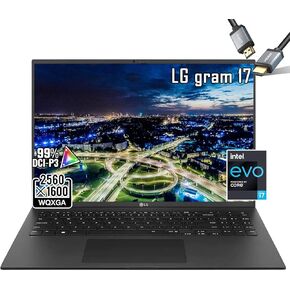 LG Gram 17 2023 Business Laptop - Intel Evo 13th Gen i7-1360P - Windows11 Pro - شاشة WQXGA IPS مقاس 17 بوصة DCI-P3 99% - لوحة مفاتيح بإضاءة خلفية - Thunderbolt4 - Wi-Fi 6E - كابل HDMI (ذاكرة الوصول العشوائي 16 جيجابايت | 2 تيرابايت SSD) in Kuwait