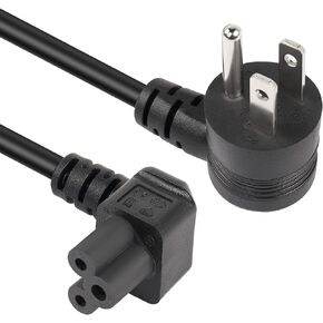 GELRHONR 90 Degrees 3 Prong AC to IEC320 C5 Power Cord,10A 125V Down Angle NEMA 5-15P to 3-Slot Mickey Mouse Universal Power Cable for Notebook Computers, TV, Monitors-4.9Ft (Black-C5)