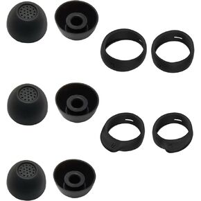Ear Tips for Samsung Galaxy Buds FE Earbud Accessories, Replacement Silicone Ear Tips and Wings, 3 Pairs, Black