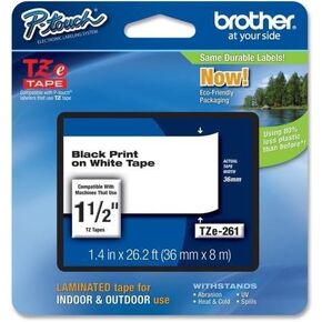 TZE-261 Brother TZe-261 Thermal Label - 1.42" Width - 1 Each - Thermal Transfer - White