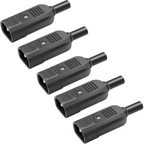IEC320 C14 Connector Assembly Adapter Rewireable Plug C14 Male 3 Terminals Power Adapter Connector 250V 10A IEC C14 Inline Adapter Plug Power Socket Connectors（5PCS）