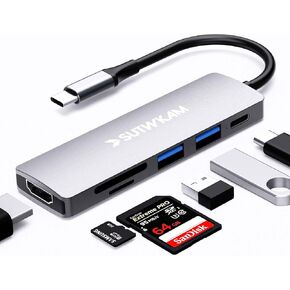 محول USB C إلى HDMI، قارئ بطاقة SD، محول USB 3.0 و2.0، التوصيل والتشغيل، متوافق مع أجهزة Android وiOS وWindows in Kuwait