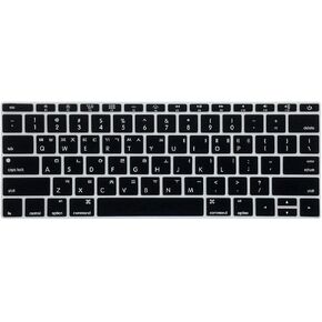 HRH Korean Language Silicone Keyboard Cover Skin for MacBook Pro 13" A1708 A1988 No Touch Bar (2018 2017 2016)&for MacBook 12" A1534 with Retina Display(2015)&A1931(2018) USA Keyboard Protector-Black