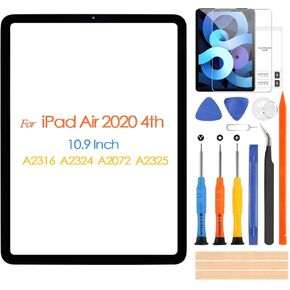 استبدال شاشة لجهاز iPad Air 4 2020 لوحة زجاجية أمامية لجهاز iPad Air4 10.9 2020 A2324، A2072، A2325، A2316 مع أدوات إصلاح مجانية (ليست LCD ومحول رقمي يعمل باللمس)