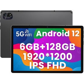 kinstone 2023 New Android 𝟏𝟐 Tablet-10.1 Inch Gaming Tablet with 13MP Dual Camera,MTK8183 Octa-Core 2.0Ghz Processor,6GB RAM+128GB ROM,2.4+5G Dual Band WiFi+Bluetooth 5.0 (Gray)