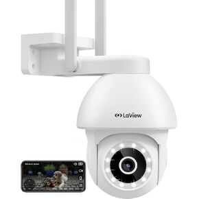 LaView 4MP 4G LTE Cellular Security Camera Outdoor Wired Starlight Color Night Vision,2K Cameras for Home Security AI Human Detection & Auto Tracking, IP65 Outdoor Camera 2-Way Audio, US Cloud