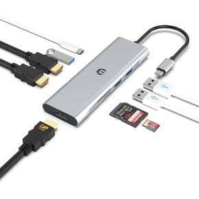 Docking Station, QIYO USB C Docking Station with Dual 4K HDMI, DisplayPort, 95W PD, 3 USB 3.0 Ports and SD/TF Card Reader for USB C Laptops and Other Type C Devices with Thunderbolt 3 or 4