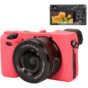 Pocoukate Case for Sony Alpha A6400, A6300, A6100 Camera, Soft Silicone Protective Cover Skin with Screen Protector Accessories for Sony Alpha A6400/6300/6100 Digital Camera Silicone Case - Pink