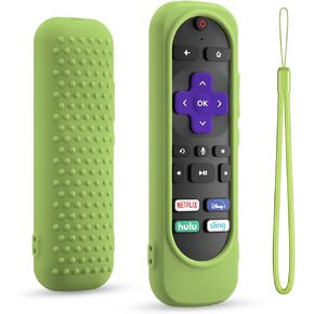 Silicone Remote Cover for Roku TV Remote,Silicone Case Cover Compatible with Most Roku Voice Remote,Shockproof Washable Roku Rmote Cover with Lanyard (Purple)
