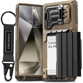 VRS DESIGN Damda Glide Ultimate for Samsung Galaxy S24 Ultra Phone Case (2024), Premium Sturdy Fully Covered Camera Lens Protection Cover Wallet Case with Multi-Functional Strap (Matte Black)