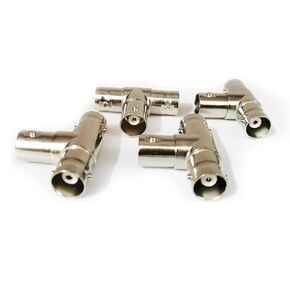 Longleaf T-Shape 3 Way BNC Splitter، BNC أنثى إلى مزدوج BNC أنثى محول RF موصل محوري للكاميرات التلفزيونية المغلقة والهوائي والكابل المحوري (4 حزم)، فضي