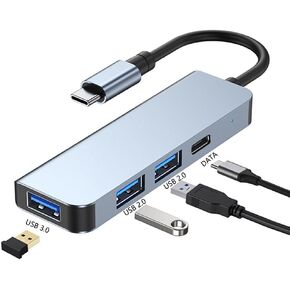 USB C Hub, 4 in 1 USB C Splitter with 3*USB Ports and 1 USB-C Data/Power Delivery Port, Super Speed USB C to USB Multiport Adapter for MacBook Pro/Air,iPad, Chromebook, Dell,iMac, Galaxy S23 and More