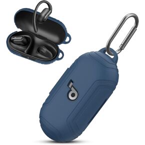 for Soundcore by Anker V30i Case Cover, Soft Silicone Protective Portable Scratch Shock Resistant Logo Visible Design Cover Compatible with Anker V30i Charging Case with Carabiner(Black)