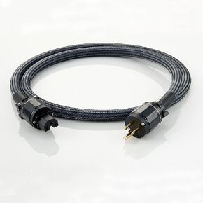 HiFi Power Cable AC Power Cord 3-Prong US Plug, 12AWG Audiophile Power Line with Braided Sleeves for Power Filter, Turntable, Amplifier, CD Player, Black Plug, 3.3FT/ 1m