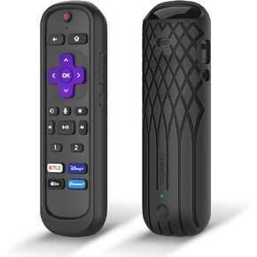 CaseBot Protective Case for Roku Voice Remote Pro, Lightweight Anti Slip Shockproof Silicone Cover for Roku Ultra 2022 Voice Remote Pro, Compatible with Headphone Jack, Black
