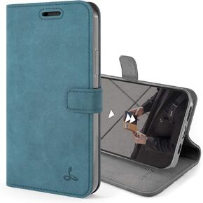 Snakehive iPhone 12 Vintage Wallet || Genuine Leather Wallet Phone Case || Real Leather with Viewing Stand & 3 Card Holder || Flip Folio Cover with Card Slot (Brown)