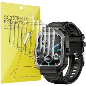Compatible for Popglory Military Smartwatch Screen Protector, [6 Pack] Full Coverage TPU Clear Film Compatible for Popglory H52 1.91" Military Smartwatch (6 PACK)
