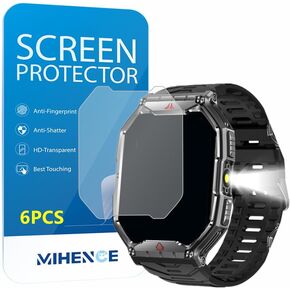 Screen Protector for KR82 2.1" Smart Watch, PET HD Protective Film Compatible for ANYTEC/YYKY/Gawsug/OHUGNA/KJZLAESOT KR82 Military Smart Watch (6PCS)