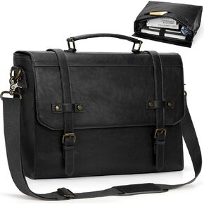 RAINSMORE Mens Messenger Bag 17 Inch Waterproof Vintage Leather Laptop Briefcase Large Laptop Bag Satchel Bag Computer Shoulder Bag for Office Business Travel College, Brown in Saudi Arabia