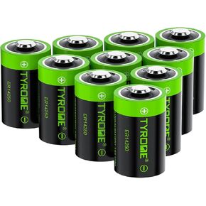Tyrone ER14250 Battery [ 1/2 AA Size ][ 10 Pack ][ LS 14250 3.6V 1200 mAh Lithium Non Rechargeable ], Batteries Compatible for Dog Watch Fence Collars and Some of Baby Movement Monitor/Alarm Systems