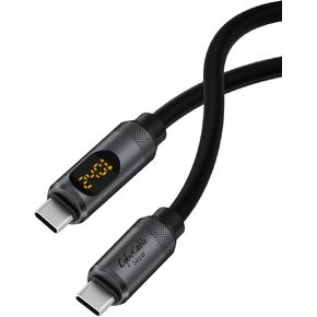 Hagibis USB C Cable, LED Display Silicone 240W Fast Charging Cable with 480Mbps Data Transfer, Type C Fast Charger for iPhone 15/15 Pro Max, iPad, MacBook Pro Air (Yellow, 6.6FT) in Kuwait