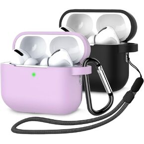 Airpods Pro 2nd/1st Generation Case 2022/2019, Coffea Soft Silicone Protective Case Cover for New Apple Airpods Pro 2 Case & AirPods Pro Case (2 Pack) [Front LED Visible]