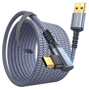 MRGLAS 16 FT Link Cable with 30W Charging for Oculus/Meta Quest 3/2/Pro Accessories and PC/Steam VR, [Gold-Plated & Nylon Braided] 5Gbps High Speed Transfer, USB 3.0 to USB C Cable for VR Headset