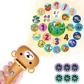 Baby Toddler Toys Educational Projector - Kids Toy Flashlight Projector for Girls and Boys 18M+ with Dinosaurs Numbers 26 Letter Multi-Theme, Great Baby Toy for Learning Nightlight Cognition Bedtime in Kuwait