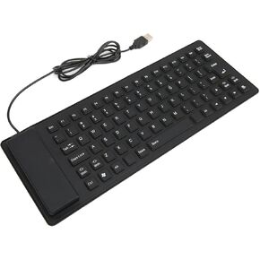 VBESTLIFE Foldable Silicone Keyboard, USB Wired 85 Keys Waterproof Rollup Silent Typing Soft Touch Keyboard, Waterproof Flexible Keyboard for Laptop and Desktop(Black)