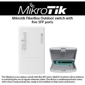 MikroTik FiberBox Outdoor Router with 5 SFP Ports - Includes 1 S-RJ01 Copper Module (CRS105-5S-FB)