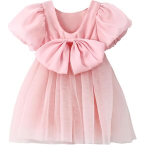 Toddler Girls Puff Sleeve Flower Girl Dress Tulle Backless Tutu Princess Party Dresses for Wedding Birthday 12M-8Y