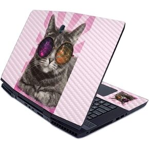 MightySkins Carbon Fiber Skin for Alienware M17 (2019) - Galaxy Cat | Protective, Durable Textured Carbon Fiber Finish | Easy to Apply, Remove, and Change Styles | Made in The USA