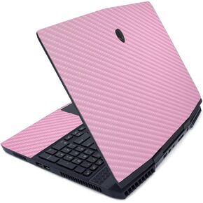 MightySkins Carbon Fiber Skin for Alienware M15 (2019) - Solid Pink | Protective, Durable Textured Carbon Fiber Finish | Easy to Apply, Remove, and Change Styles | Made in The USA