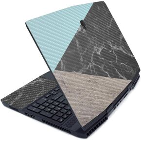 MightySkins Carbon Fiber Skin for Alienware M15 (2019) - Wood and Marble | Protective, Durable Textured Carbon Fiber Finish | Easy to Apply, Remove, and Change Styles | Made in The USA