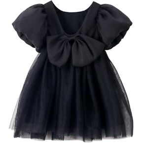 Toddler Girls Puff Sleeve Flower Girl Dress Tulle Backless Tutu Princess Party Dresses for Wedding Birthday 12M-8Y