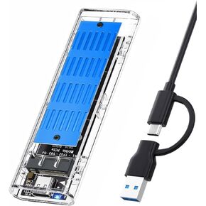 Enclosure Case SSD M.2 NVMe & SATA Dual Protocol 10 Gbps, USB C 3.1 Gen2, 4TB Capacity, Tool Free, Portable Transparent, Supports UASP Trim, PCIe M and B+M Key Size of 2230/2242/2260/2280 - ReynaTech