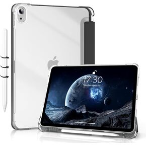 Kenke for iPad Air 6th Generation Case 11 inch (2024) iPad Air 5th Generation Case (2022) / iPad Air 4th Generation Case (2020) 10.9 Inch Case with Pencil Holder & Soft TPU Back Shell (Light Pink)