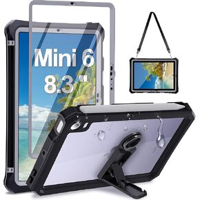 Case for iPad Pro 11 Inch 2024 5th Generation with Screen Protector, Waterproof Case for iPad Pro 11 M4 2024 with Pencil Holder & Stand & Shoulder Strap & Handle, Full-Body Rugged Cover, Black