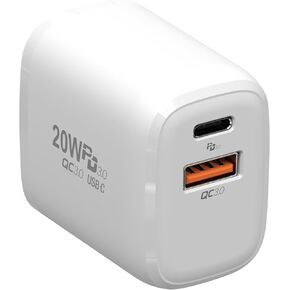 HUNDA USB-C Wall Charger, 20W Durable Dual Port QC+PD 3.0 Power Adapter, Double Fast Plug Charging Block for iPhone 15/15 Pro/Pro/14/14 Pro/13/ Max/Plus, XS/XR/X, Watch Series 8/7