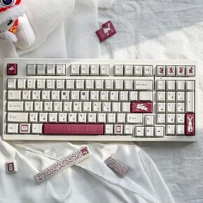 Red Font Keycaps PBT Keycaps 140 Keys Cherry Profile Keycaps Custom Keycaps Set 5 Sides Dye Sub PBT Keycaps for 61/64/68/84/87/96/98 Cherry Mx Switches ANSI/ISO Layout Mechanical Keyboard