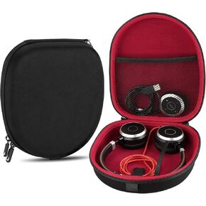 Linkidea Headphones Carrying Case Compatible with Jabra Evolve 65,Plantronics, Mpow, Sennheiser Case, Protective Hard Shell Travel Bag with Cable, Charger Storage (Black)