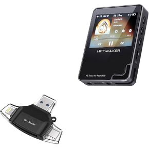 BoxWave Smart Gadget Compatible with HiFi Walker H2 (2 in) - AllReader SD Card Reader, microSD Card Reader SD Compact USB - Jet Black
