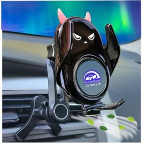 Wireless Car Charger Mount，Cute Car Phone Holder，Auto Clamping Air Vent Black Demon Car Phone Holder for iPhone 15 14 13 12 Series Samsung S24 S23 S22 Series