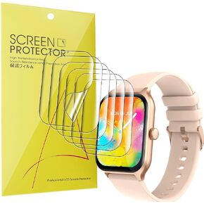 Compatible for Jdcrsj Smart Watch Screen Protector, [6 Pack] Full Coverage TPU Clear Film Compatible for Jdcrsj P58 1.96 Smart Watch / P58 1.96 Smart Watch / 1.96 Smart Watch (6 PACK)