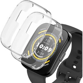 2-Pack Soft TPU Case Compatible with Amazfit Bip 5 Smart Watch,All-Around Protective Case Cover Bumper Frame (Clear/Clear)