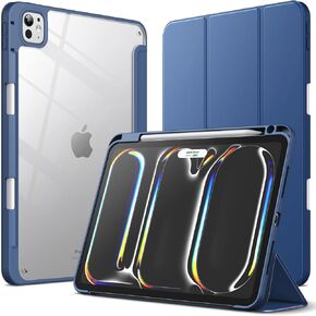 JETech Case for iPad Pro 11-Inch M4 (2024) with Pencil Holder, Clear Transparent Back Shell Slim Stand Shockproof Tablet Cover, Auto Wake/Sleep (Black)