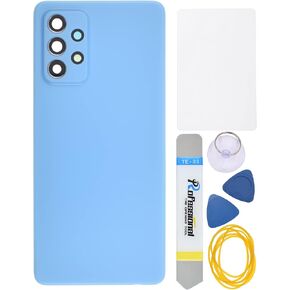 Awesome Blue Plastic Back Panel Cover Replacement for Samsung Galaxy A72 with Rear Camera's Frame Rear Camera's Glass Cover Pre-Install Adhesive and Installation Instruction Tool Kit