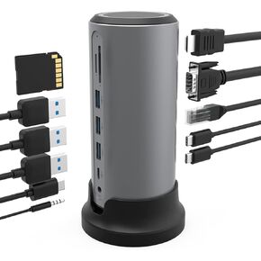 MacBook Pro/Air Docking Station, 12 in 1 Universal Laptop Docking Station Dual Monitor, Type C to HDMI, VGA, Ethernet, USB 3.0, SD/TF, PD 100W, Audio for Dell/HP/Lenovo USB C Docking Station